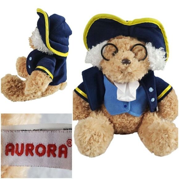 Aurora Ben Franklin Teddy Bear Plush Furry Colonial American Founding Father - Picture 2 of 9